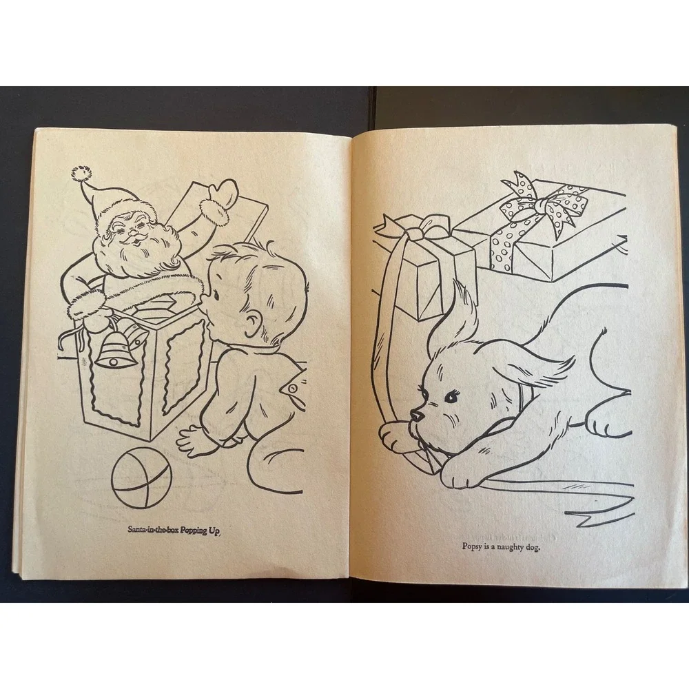 Vintage Christmas Coloring Book Santa‎ Elves Lowe Unused